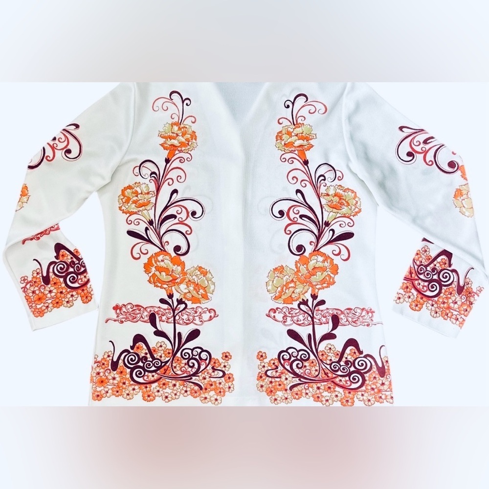 1960s Print Masters California Blouse Mod Button-Front Shirt Retro Psychedelic - Picture 8 of 9